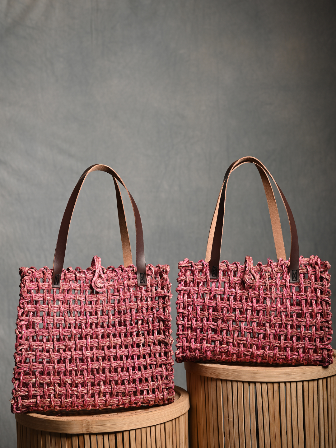 Handmade Sabai Grass Mesh Bag - Pink