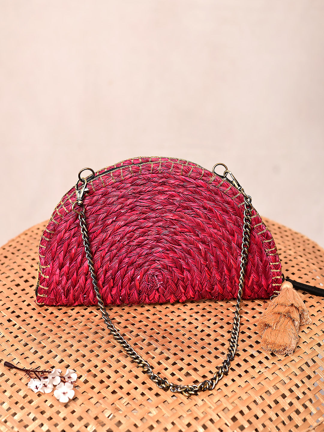 Handmade Moon Clutch with Silver Strap