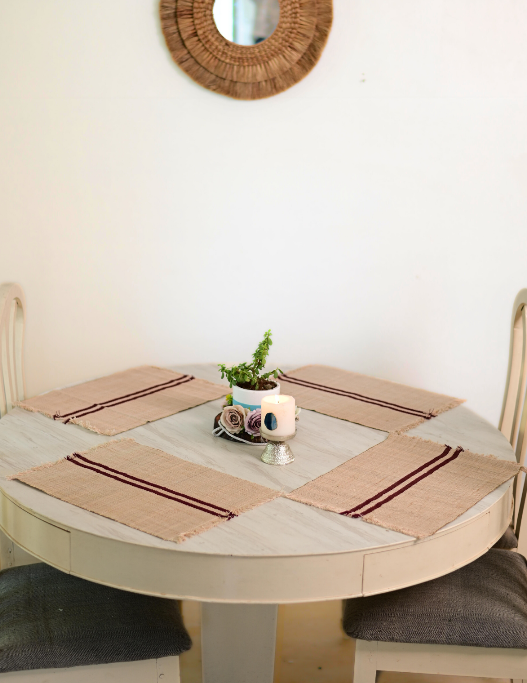 Handmade Madurkathi Table Mat - Vintage Loom stripe