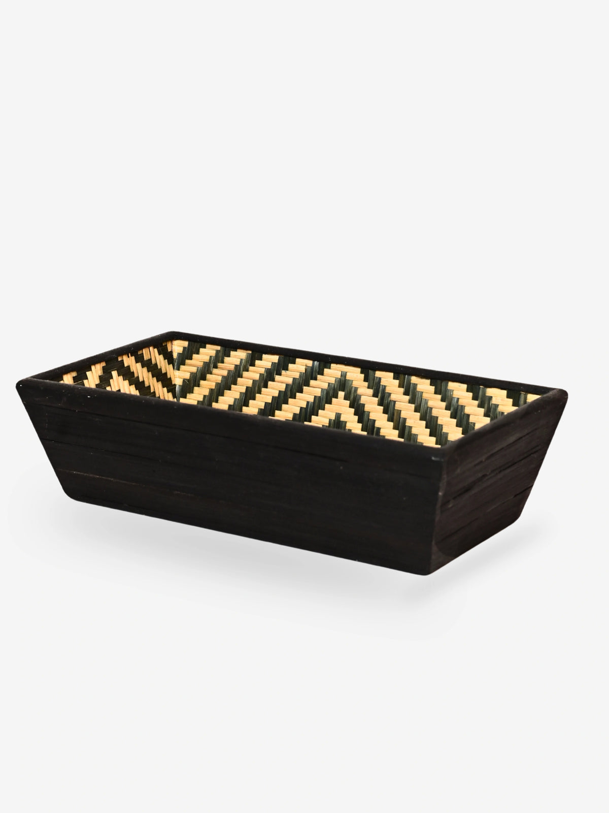Handmade Bamboo Rectangular Basket - Black