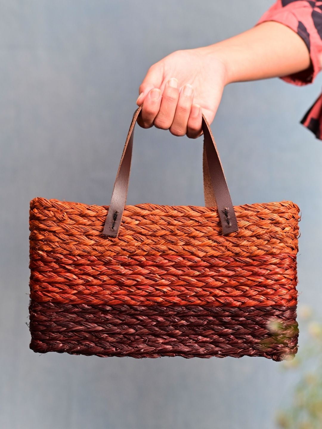 Handmade Sabai Grass Mini Shopping Bag - Orange