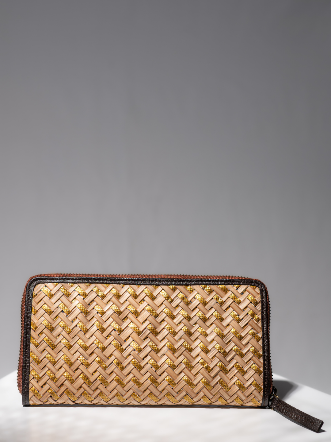 Handmade Sitalpati Zari Wallet - Natural Gold