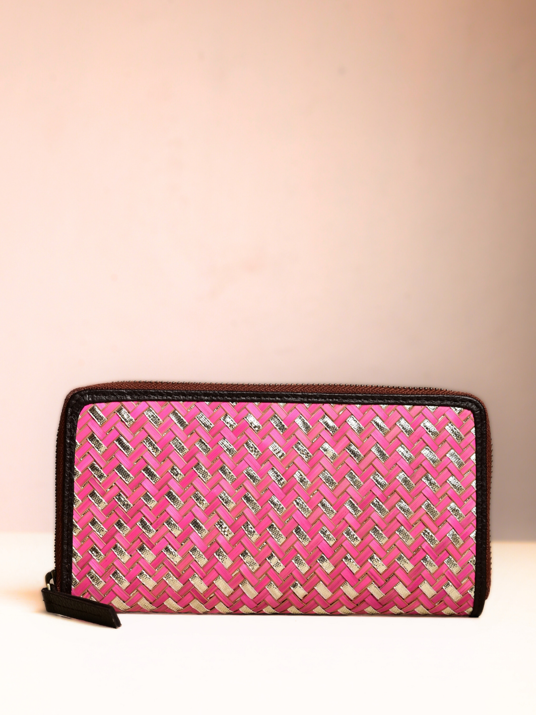 Handmade Sitalpati Zari Wallet - Pink