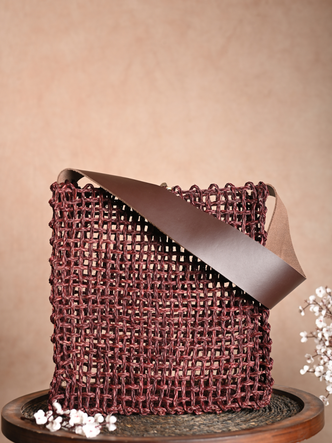 Handmade Sabai Grass Uno Mesh Bag - Brown