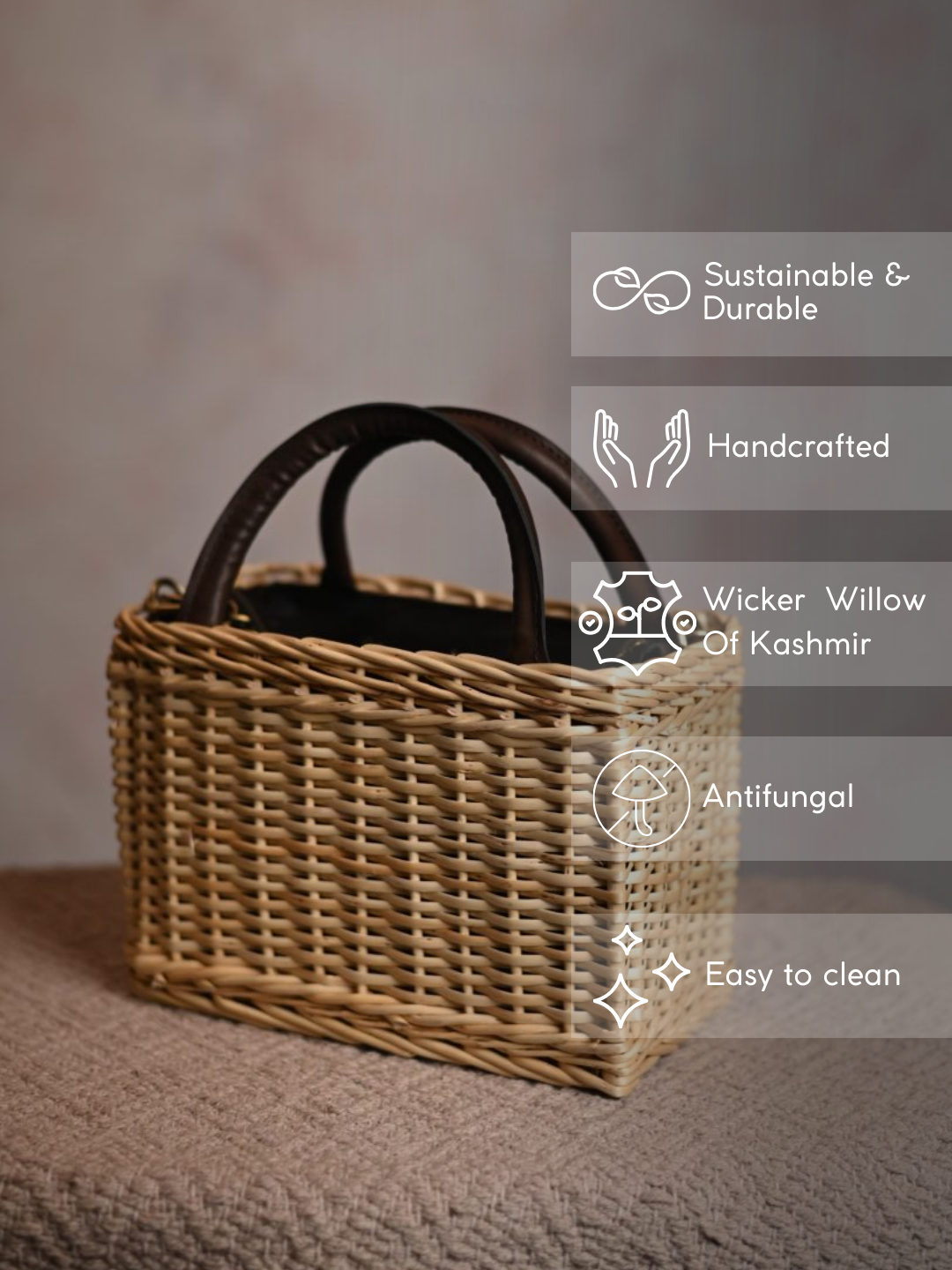 Handmade Wicker City Bag - Natural