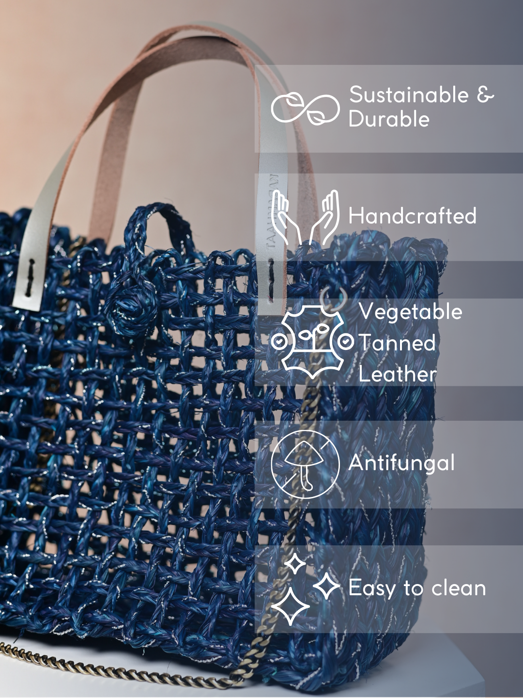 Handmade Sabai Grass Zari Mini Mesh Bag - Neer Silver