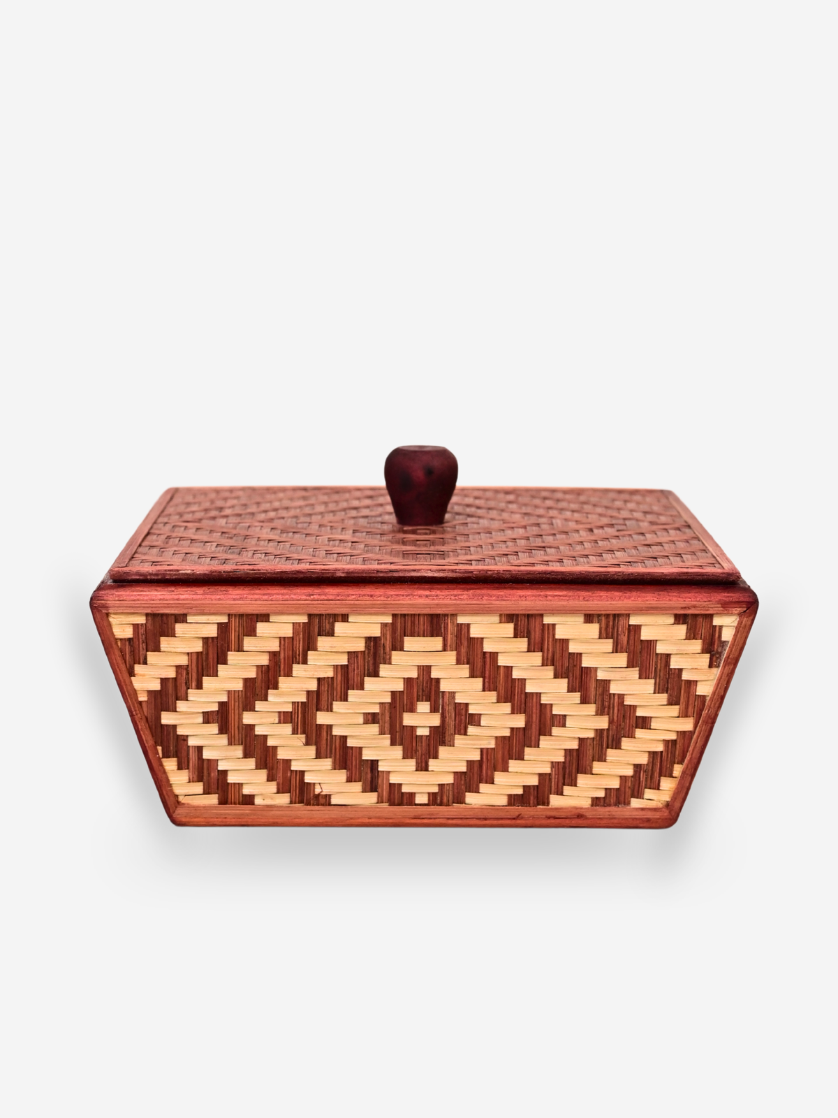 Handmade Bamboo Fruit Basket With Lid - Brown