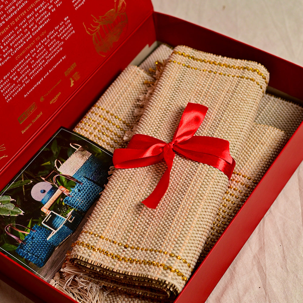 Handwoven Madurkathi Table Linen Hamper
