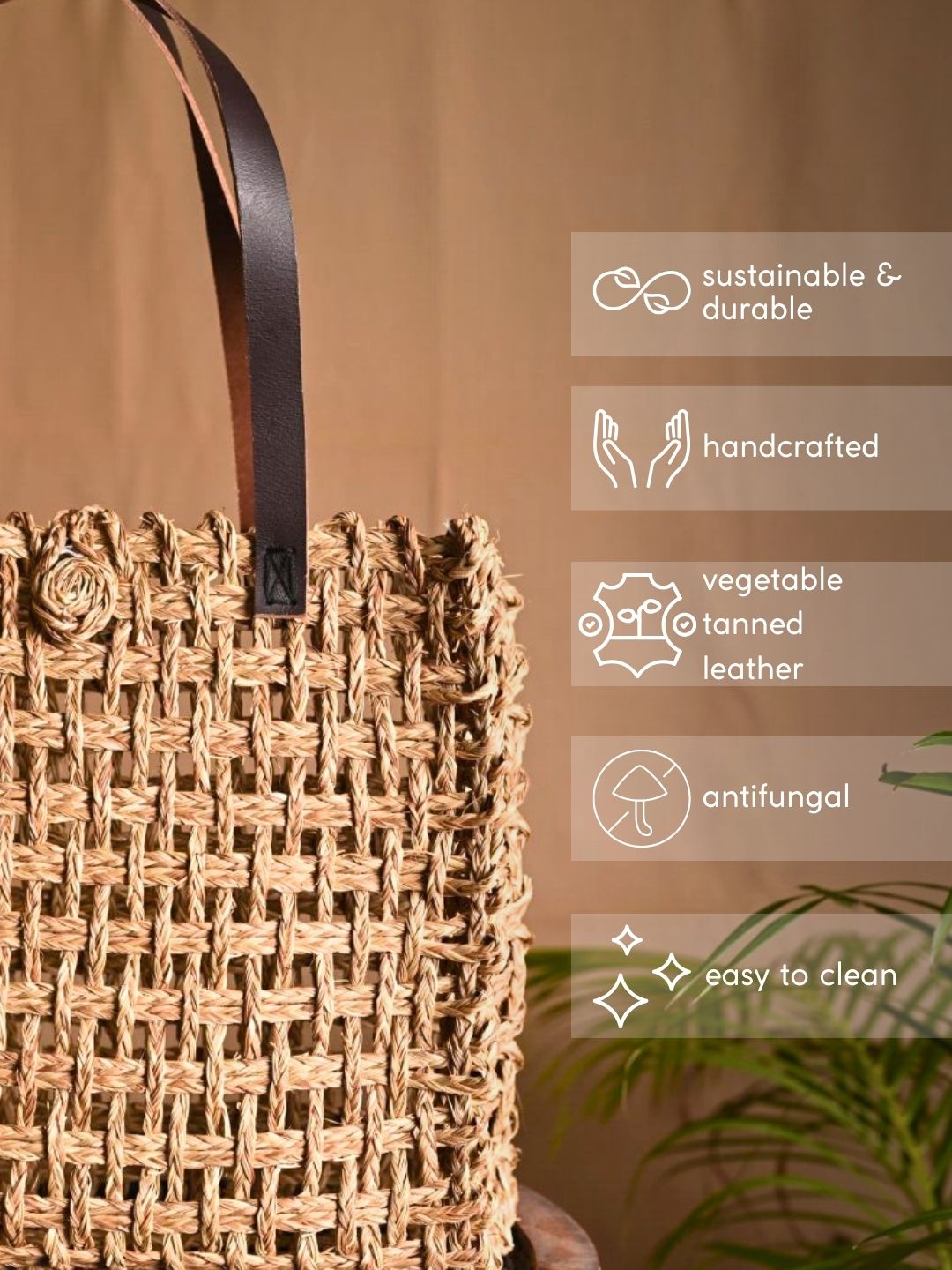 Handmade Sabai Grass Mesh Bag - Natural