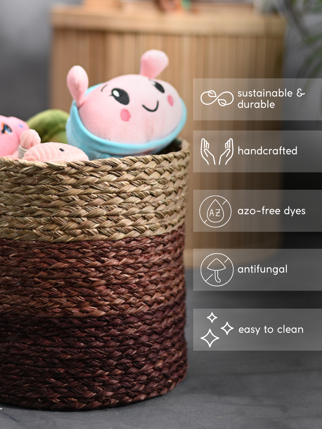 Handmade Sabai Grass Organizer - Brown