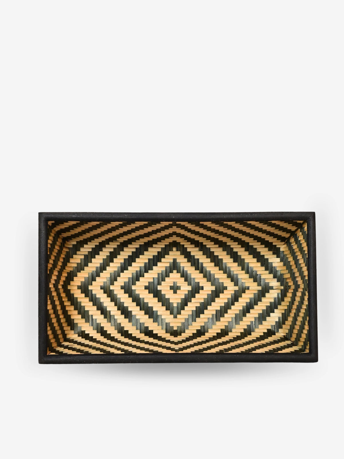 Handmade Bamboo Rectangular Basket - Black