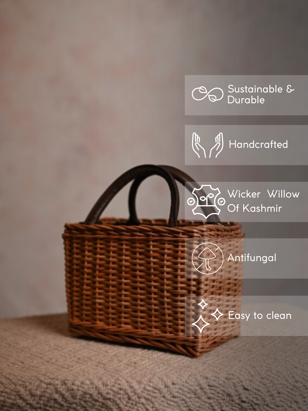 Handmade Wicker City Bag - Brown