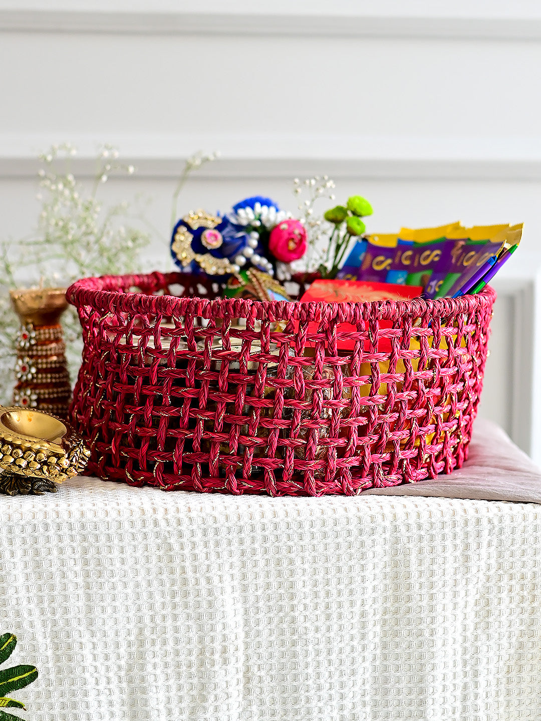 Sabai Trousseau Basket  - Red Zari