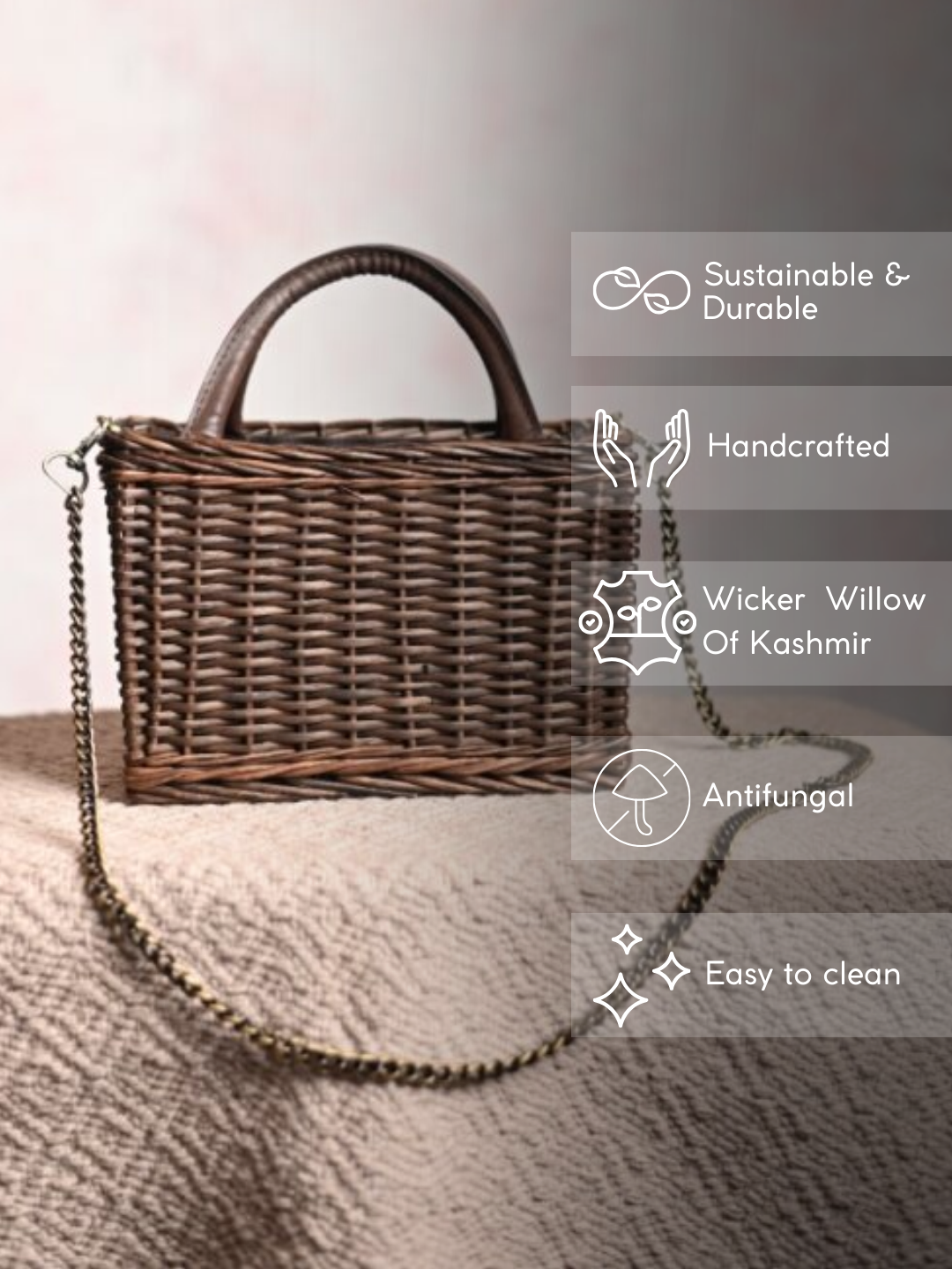 Handmade Wicker City Bag - Black