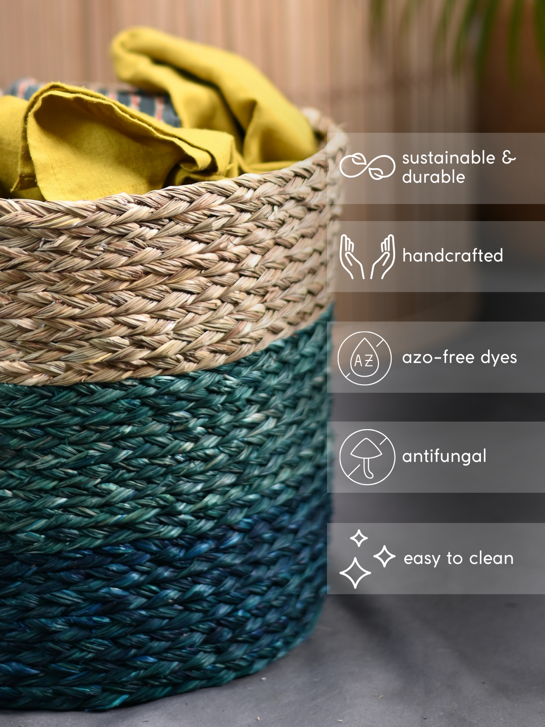 Handmade Sabai Grass Organizer - Indigo