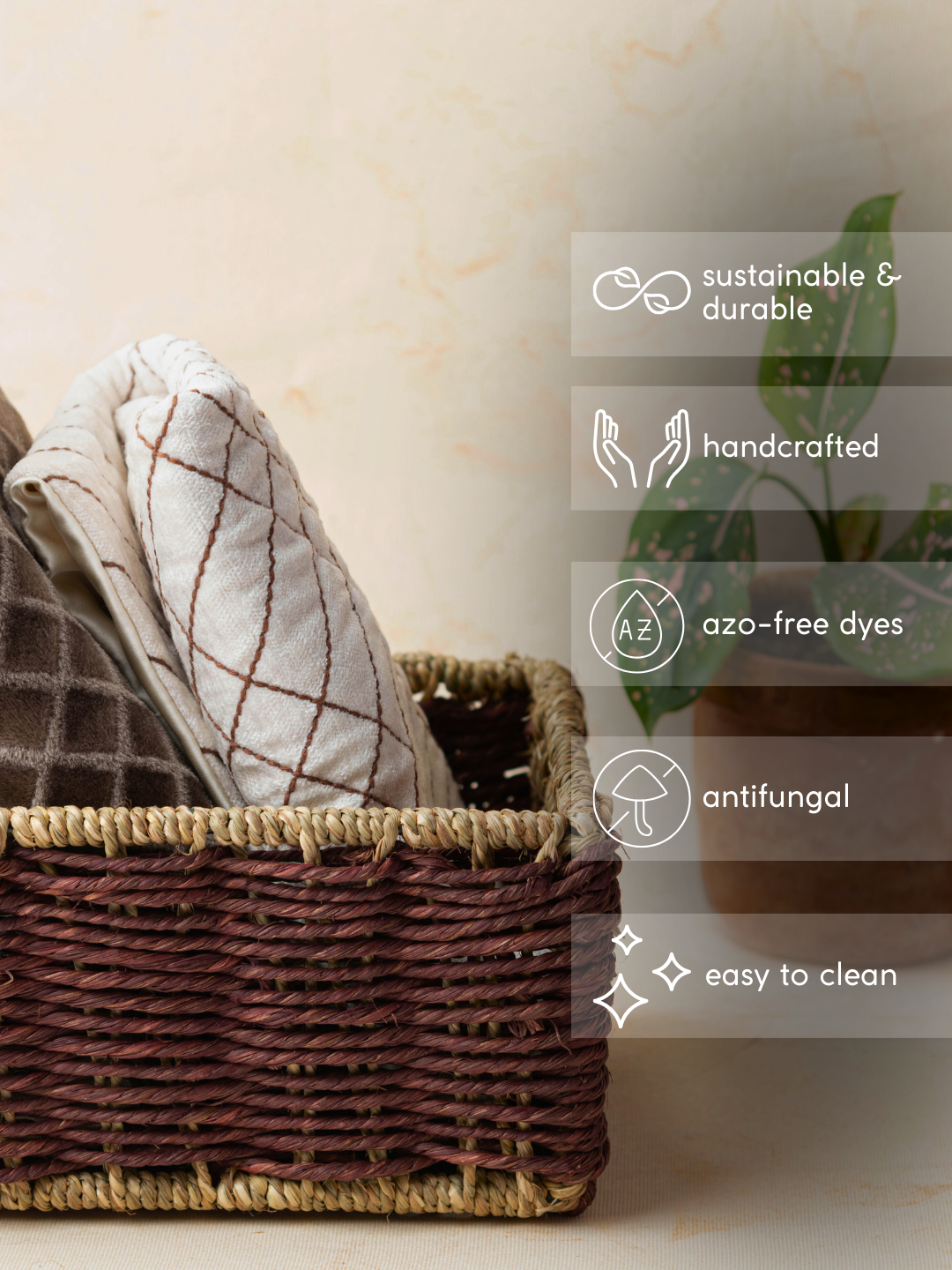 Handmade Sabai Grass Towel Basket- Large/Brown