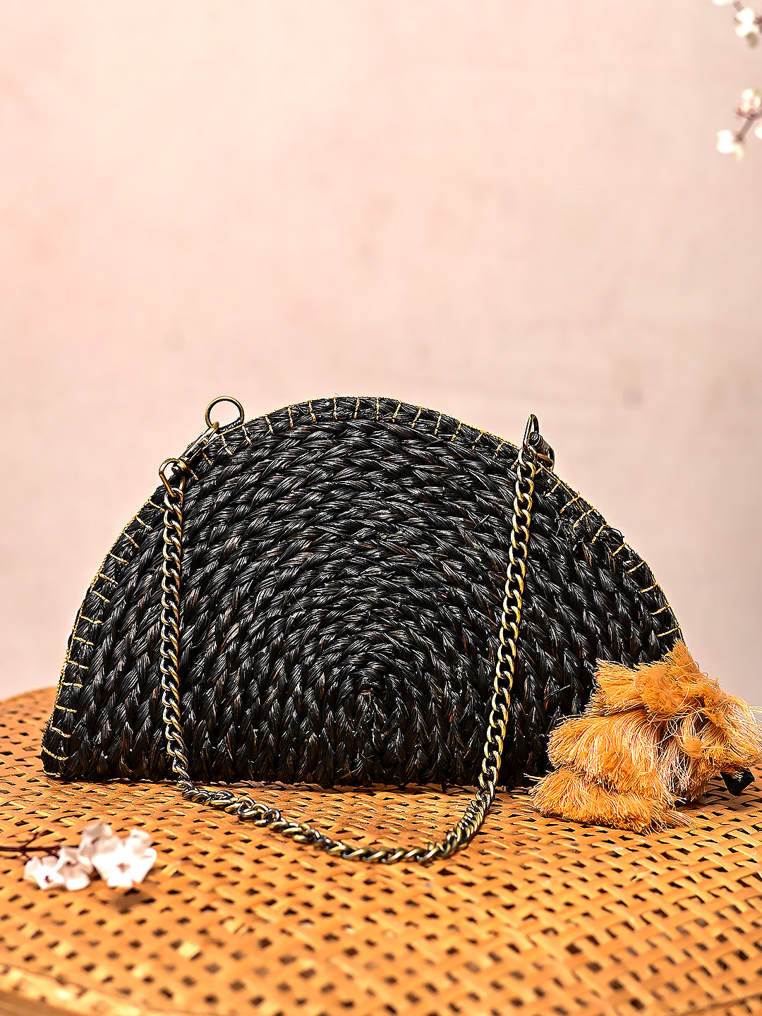 Handmade Moon Clutch with Silver Strap