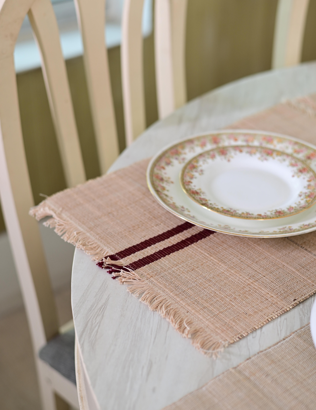 Handmade Madurkathi Table Mat - Vintage Loom stripe