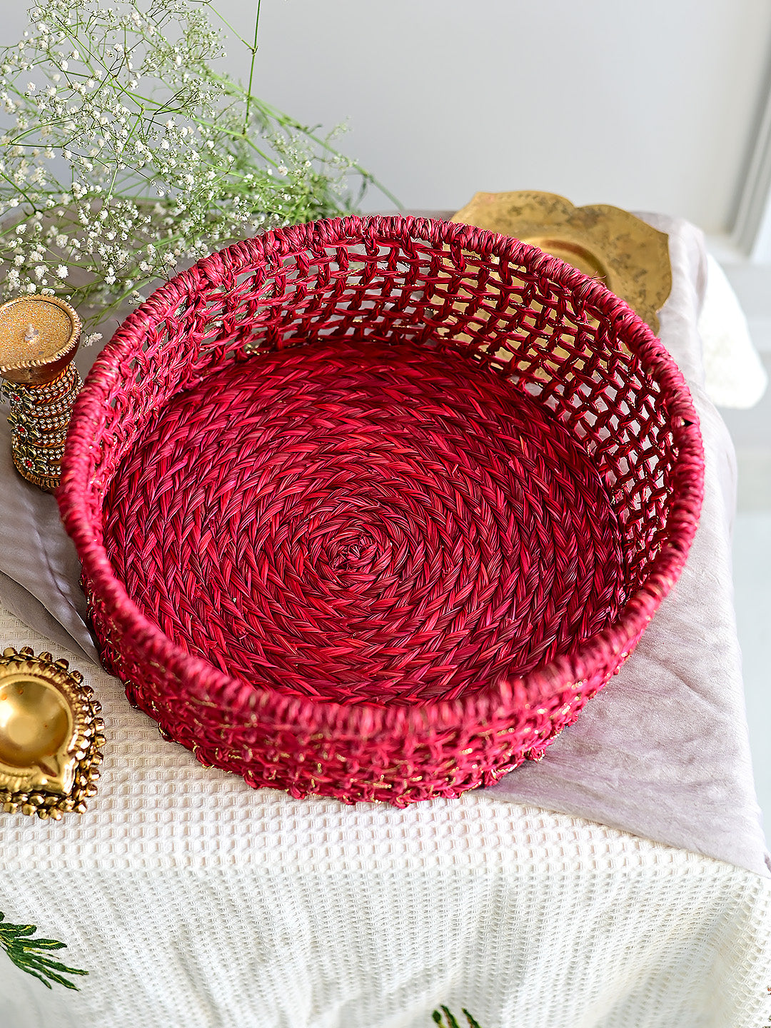 Sabai Trousseau Basket  - Red Zari