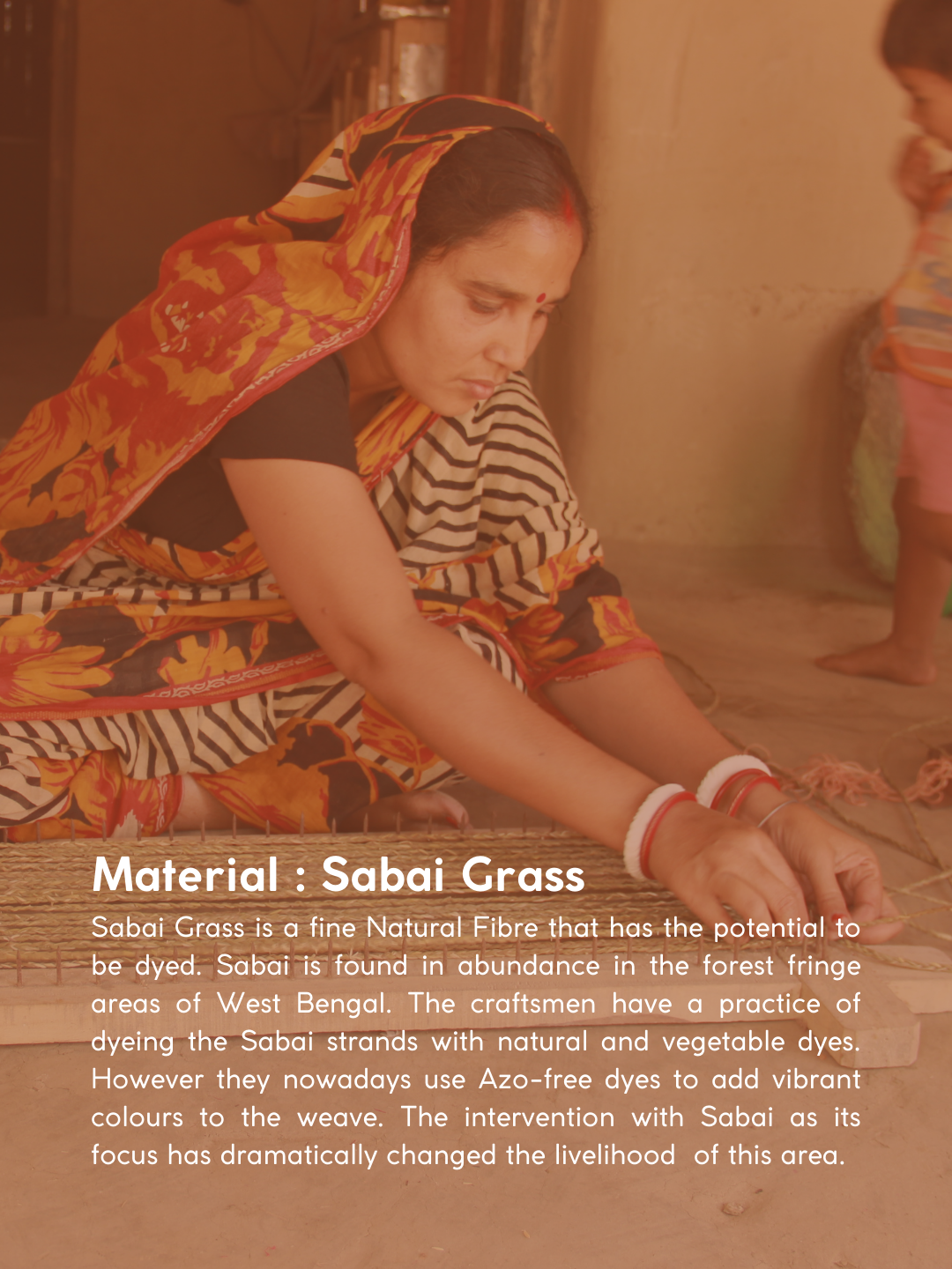 Handmade Sabai Grass Roti Box - Orange