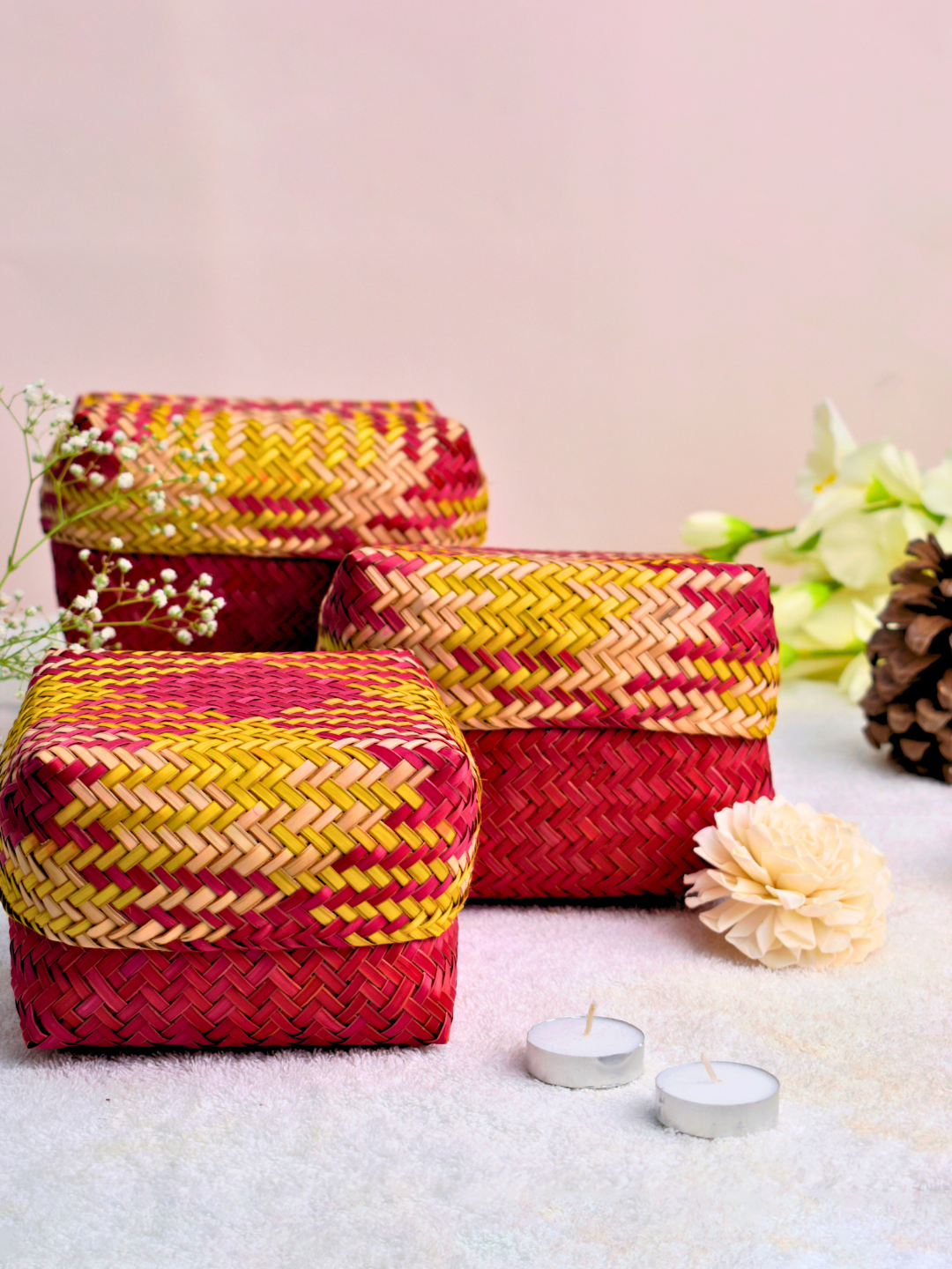 Handmade Sitalpati Gift Box- Set of 3 (Small+Medium+Large)