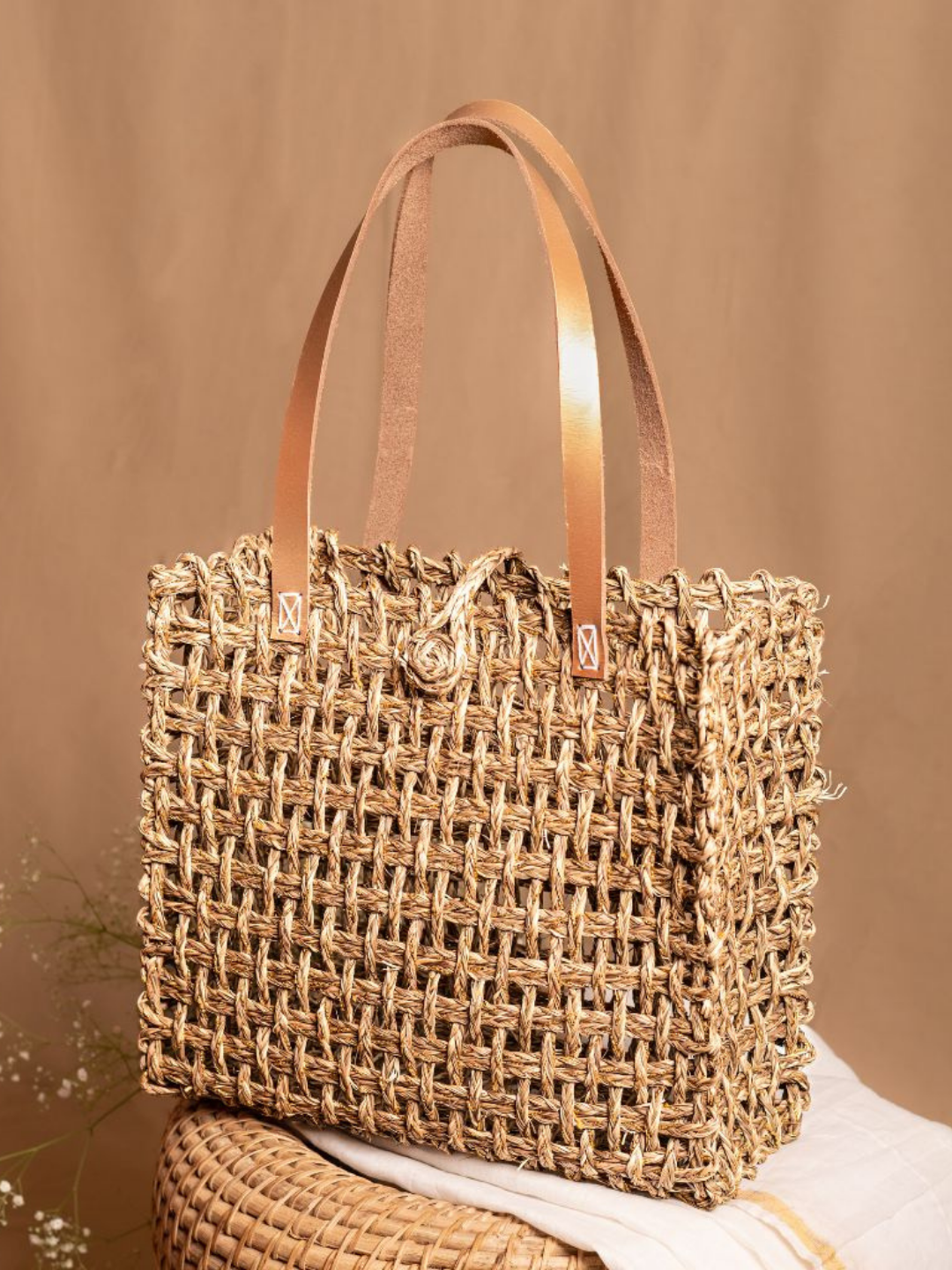 Handmade Sabai Zari Mesh Bag