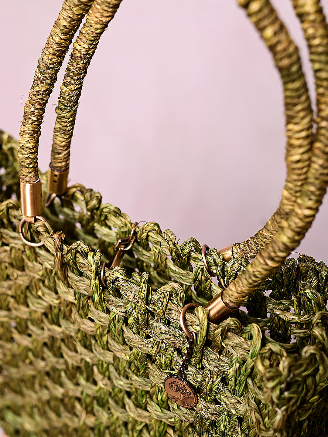 Vegan Handmade Sabai Grass Bag - Avocado