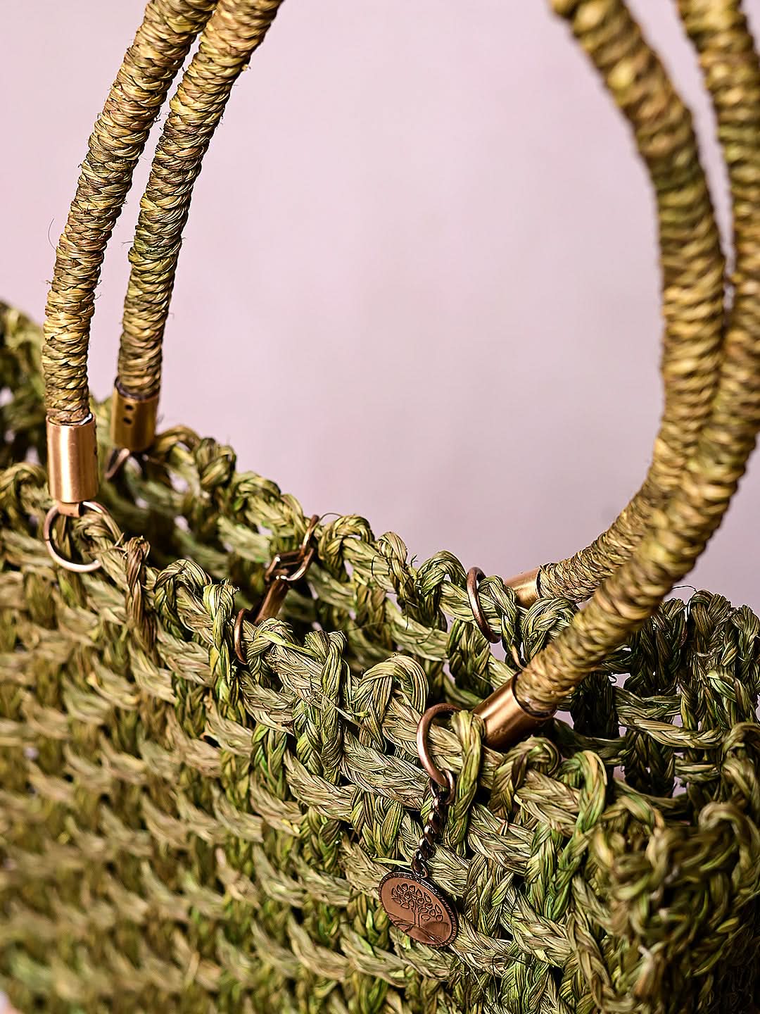 Vegan Handmade Sabai Grass Bag - Avocado