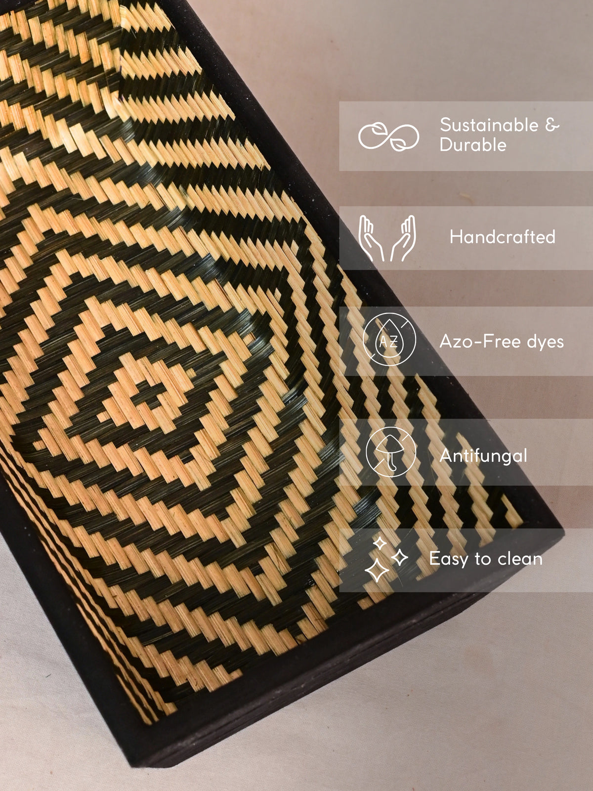 Handmade Bamboo Rectangular Basket - Black