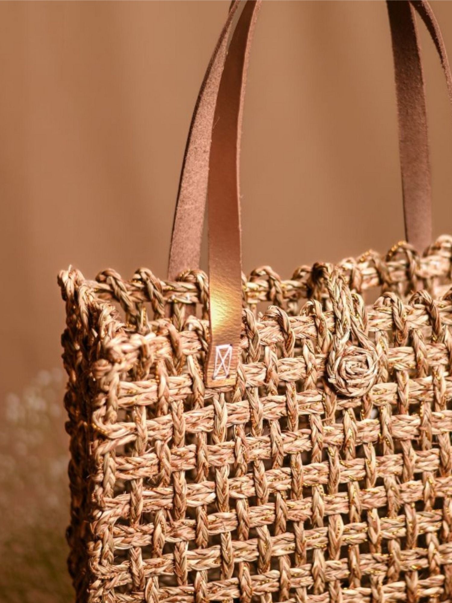 Handmade Sabai Zari Large Mesh Tote Bag