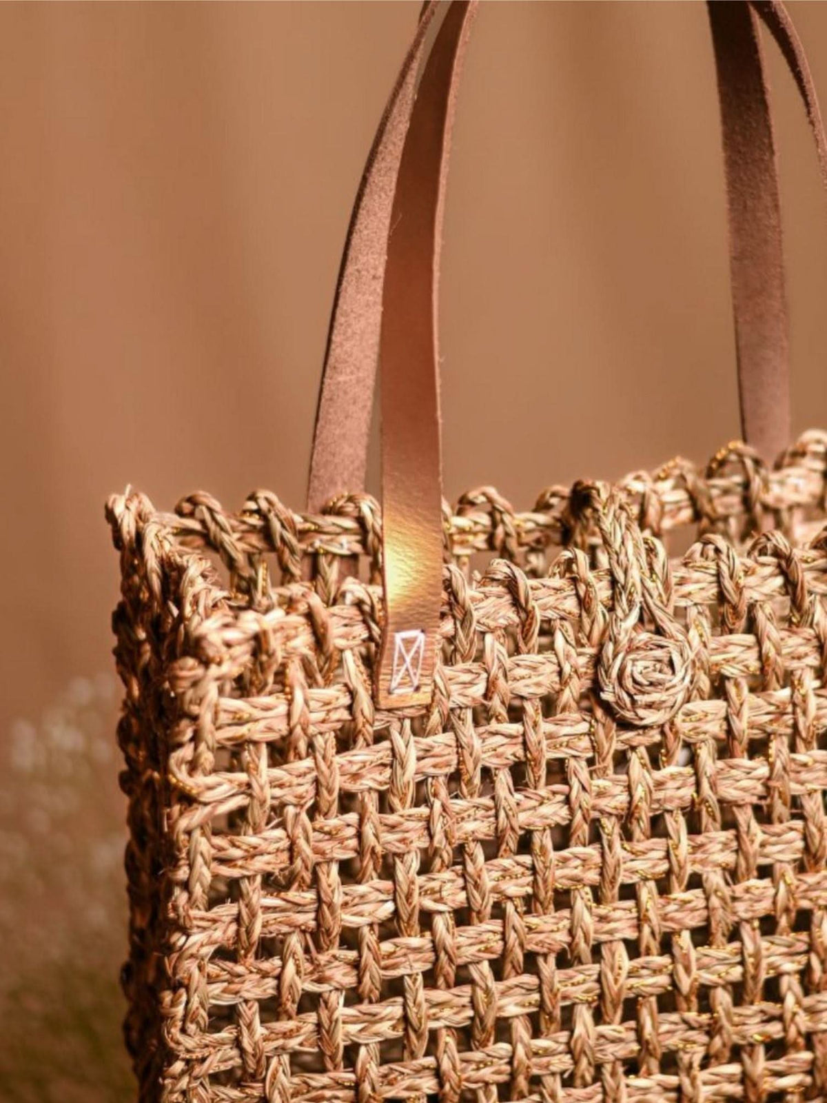 Handmade Sabai Zari Large Mesh Tote Bag