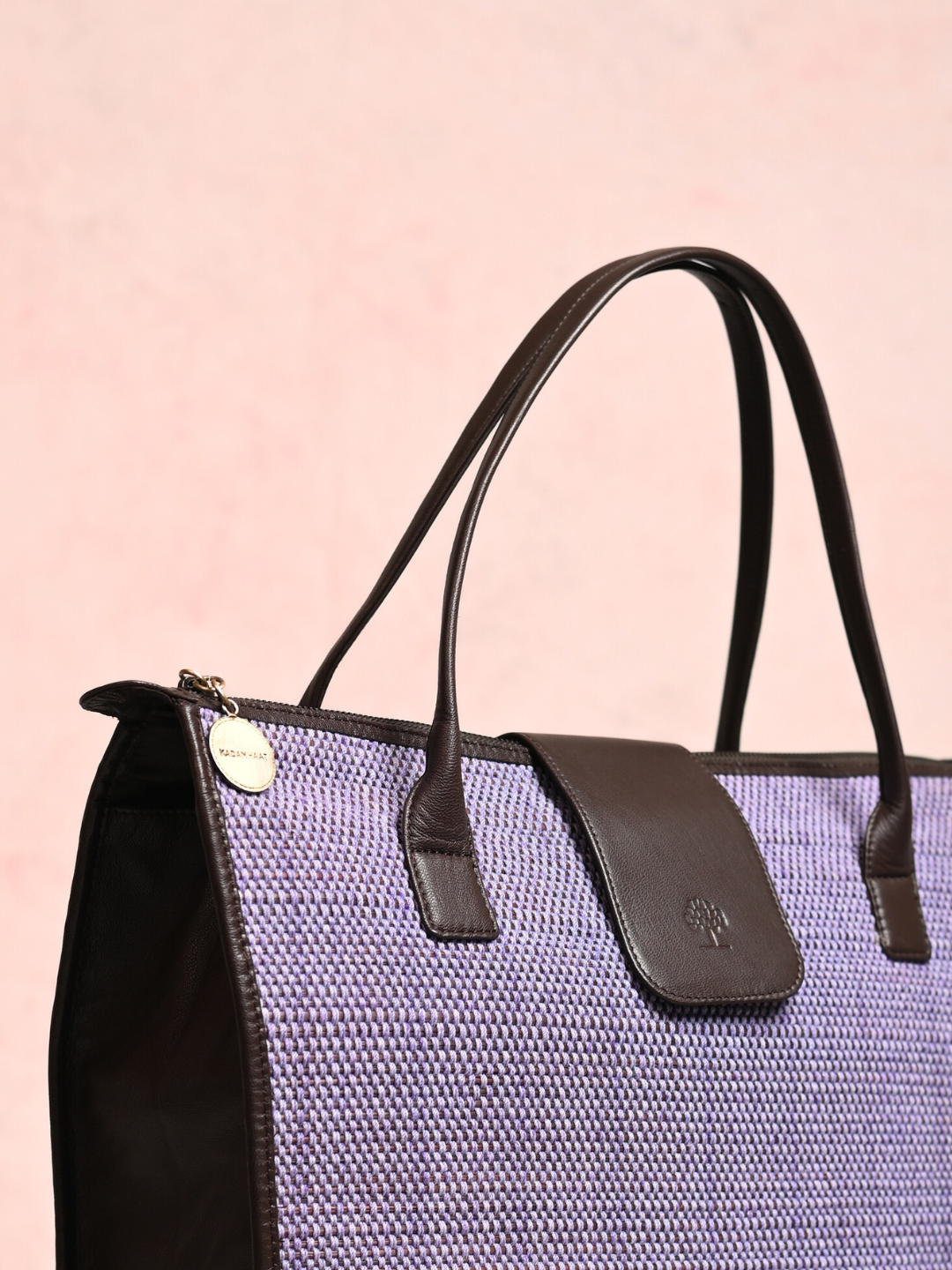 Handmade Roll-up Madurkathi Bag - Lavender