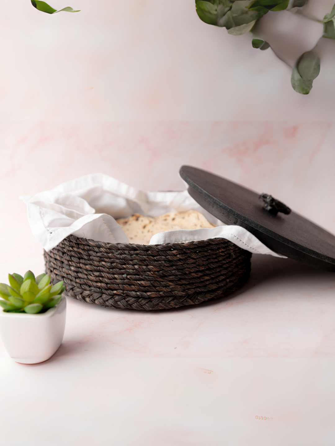 Handmade Sabai Grass Roti Box - Black