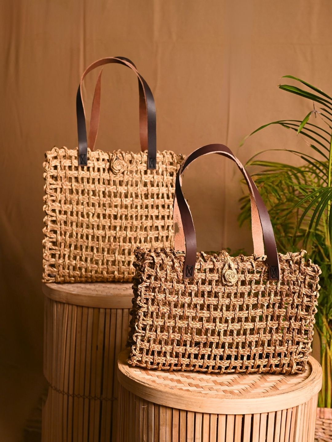 Handmade Sabai Grass Mesh Bag - Natural
