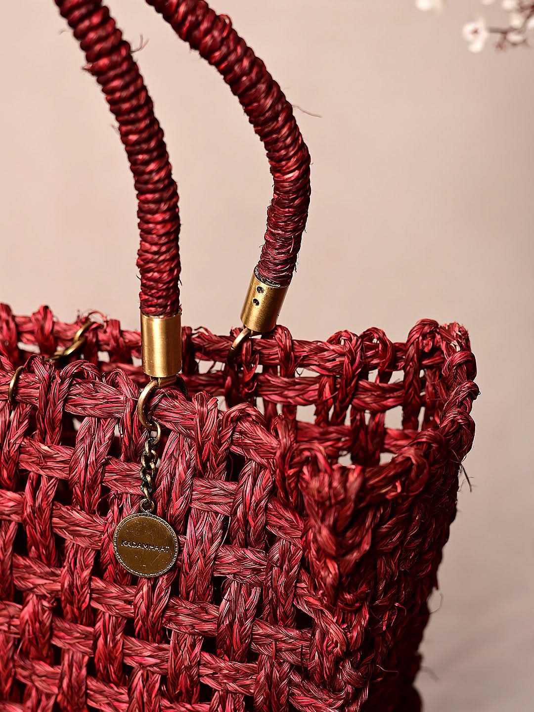 Vegan Handmade Sabai Grass Bag - Wine
