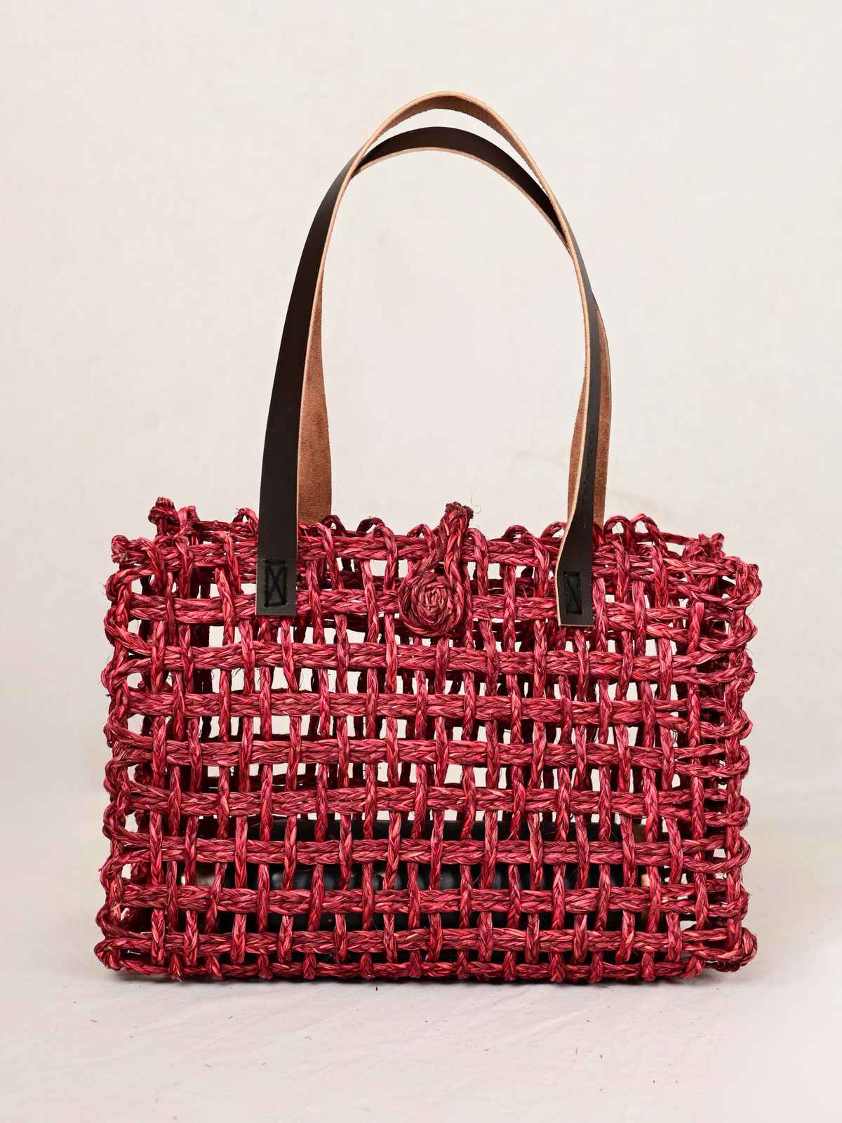 Sabai Grass Mesh Tote Bag – Small – Wine