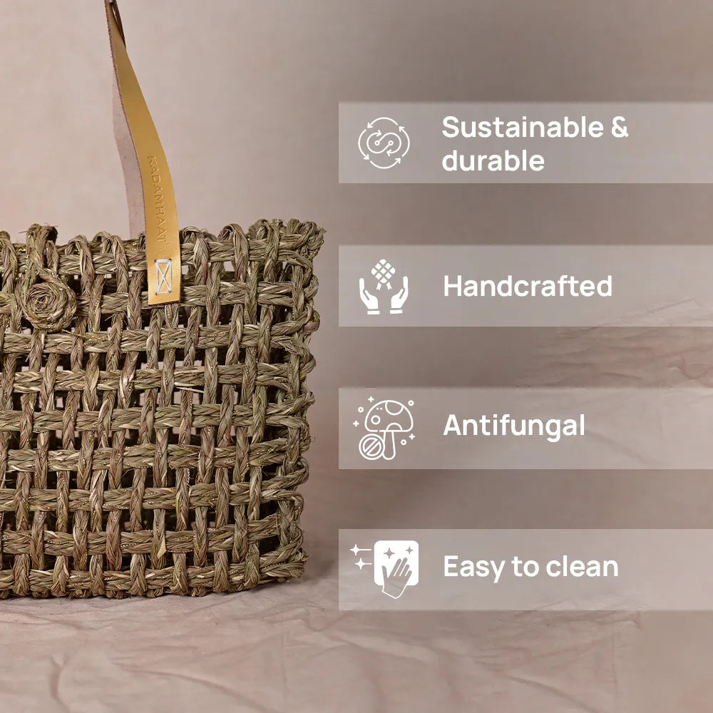 Handmade Sabai Zari Small Mesh Bag