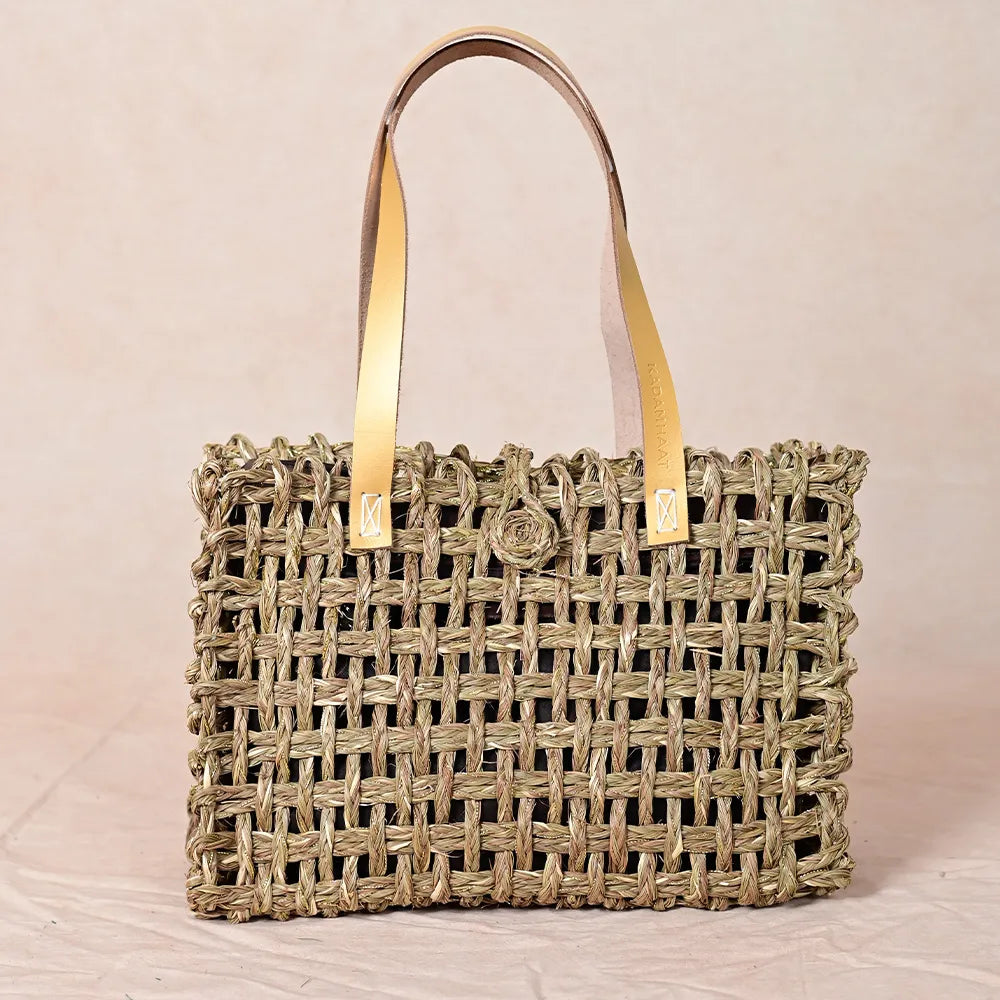 Handmade Sabai Zari Small Mesh Bag