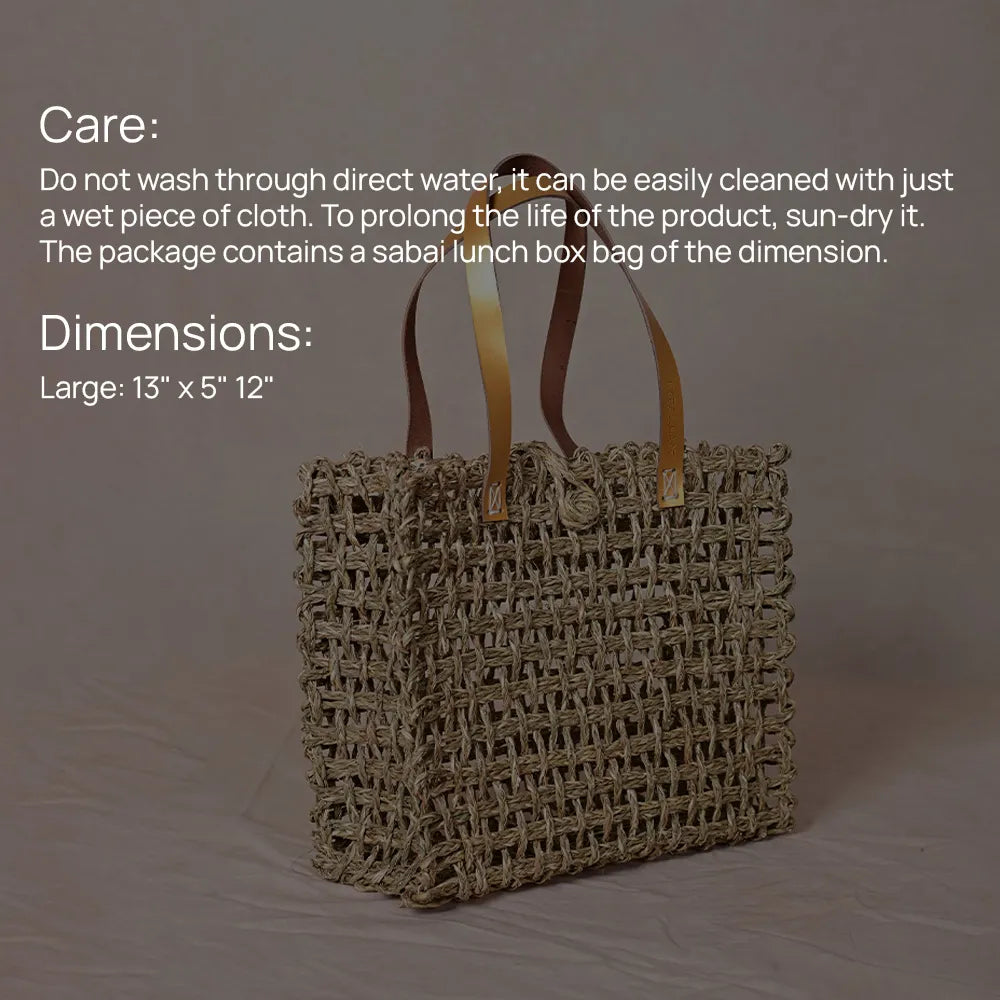 Handmade Sabai Zari Large Mesh Bag