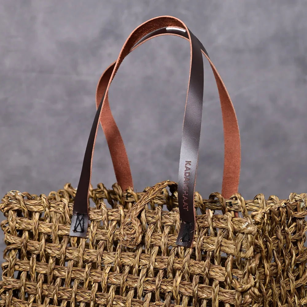 Handmade Sabai Grass Large Mesh Bag - Avocado