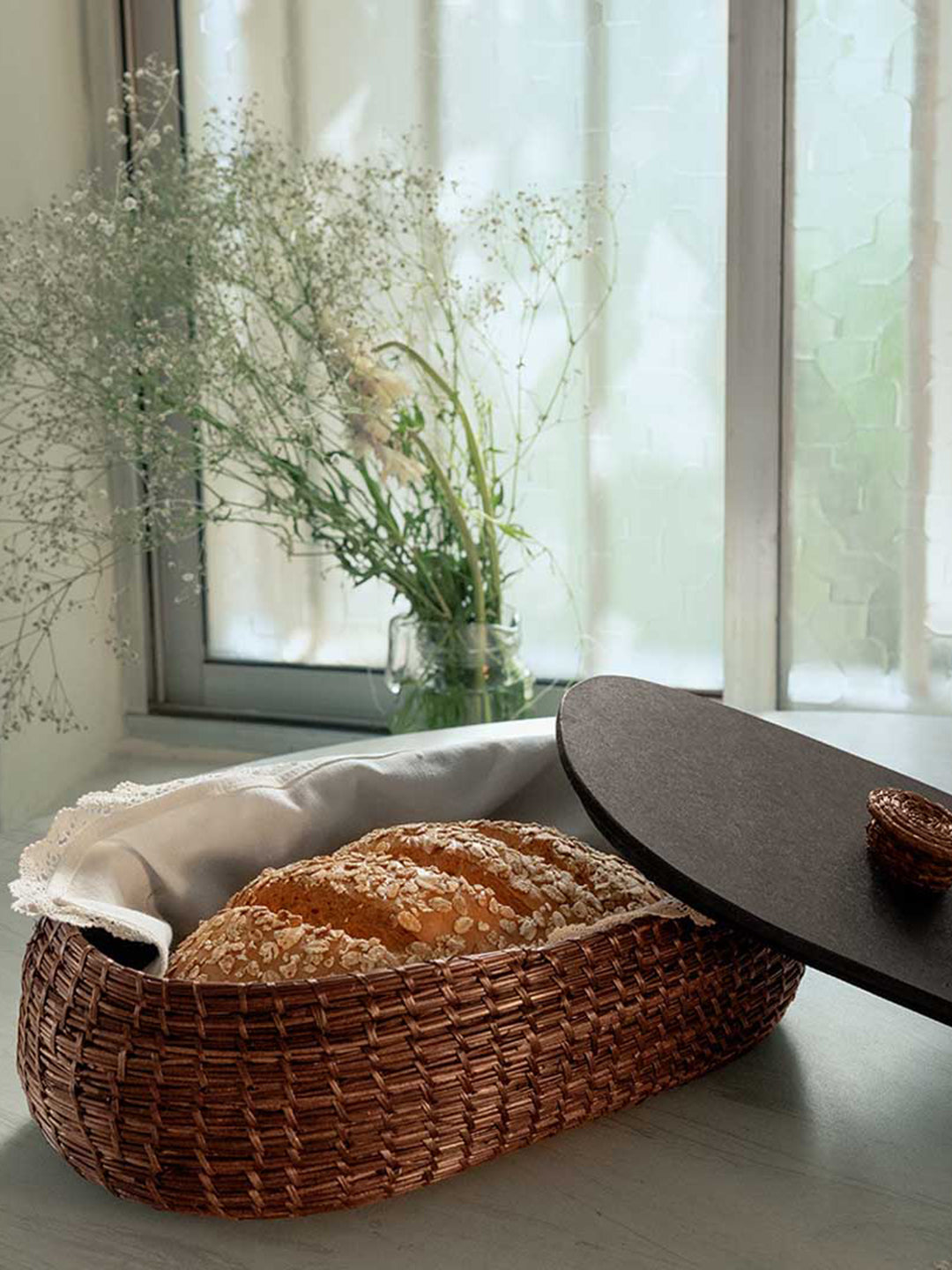 Handmade Sikki Bread Box with Multi-Purpose Tray Set