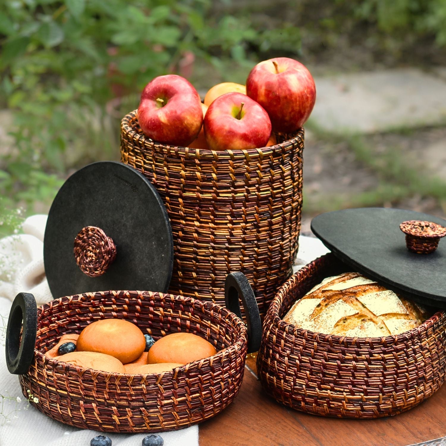 Handmade Sikki Bread Box with Multi-Purpose Tray Set