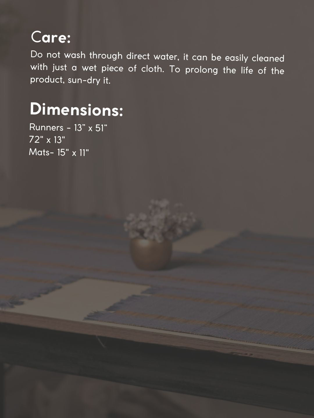 Handmade Madurkathi Table Runner and Mat Combo - blueberry