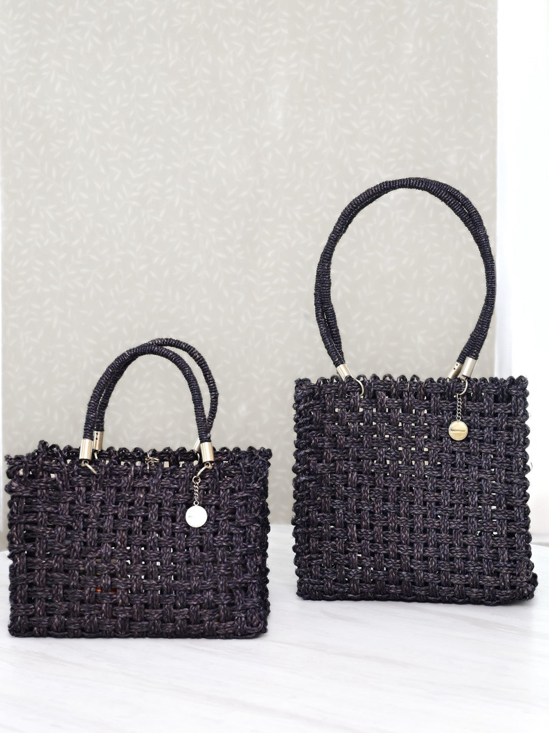 Vegan handmade sabai grass bag - black