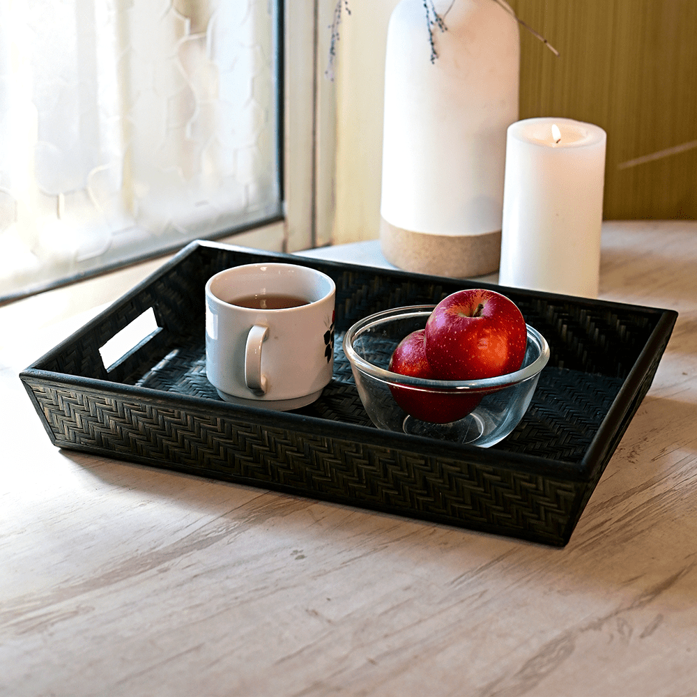 Bamboo Serving tray - Black | Handmade Tea Tray | Kadam Haat - Kadam Haat
