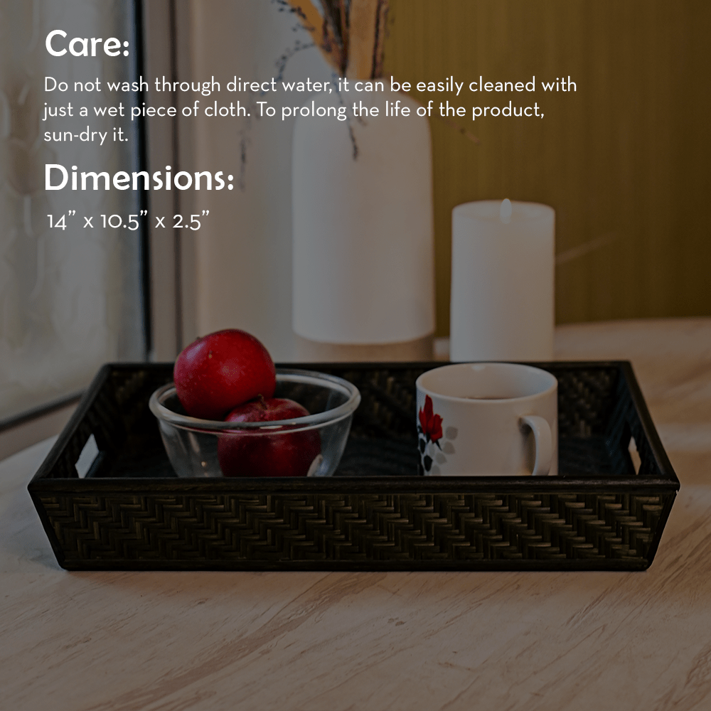 Bamboo Serving tray - Black | Handmade Tea Tray | Kadam Haat - Kadam Haat