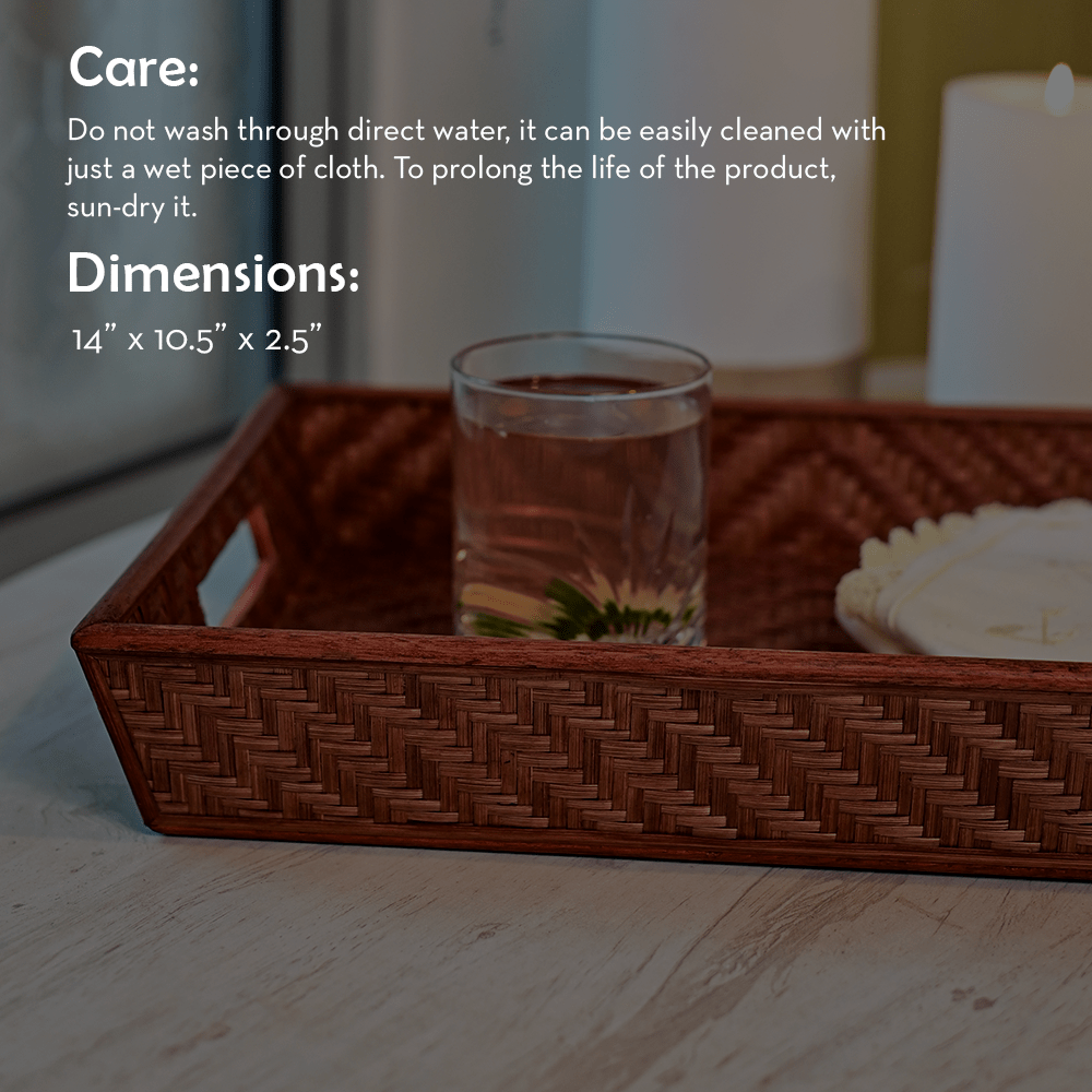 Bamboo Serving tray - Brown | Handmade Tea Tray | Kadam Haat - Kadam Haat