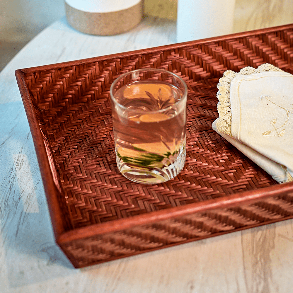 Bamboo Serving tray - Brown | Handmade Tea Tray | Kadam Haat - Kadam Haat