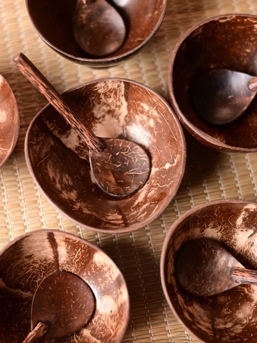 Coconut Shell Bowls with Spoon Set - Kadam Haat
