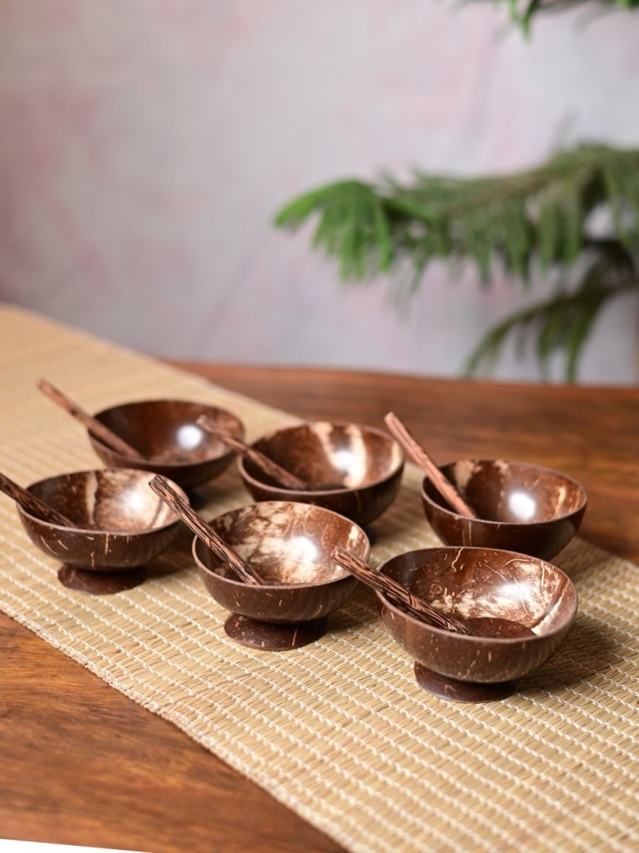 Coconut Shell Bowls with Spoon Set - Kadam Haat
